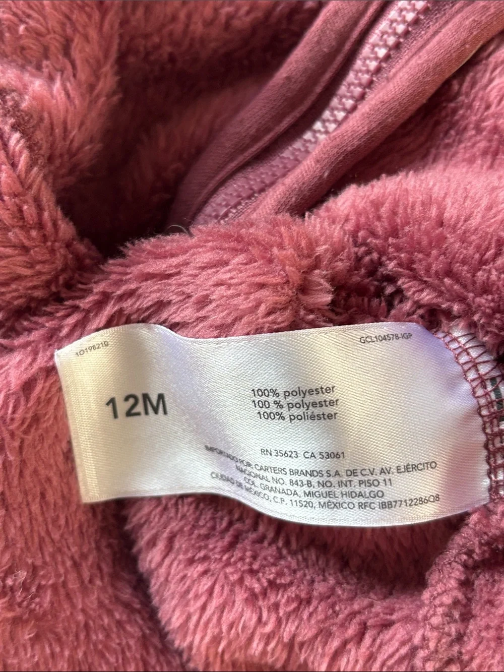 Carter’s Fleece Zip-up Bear Hoodie 12M